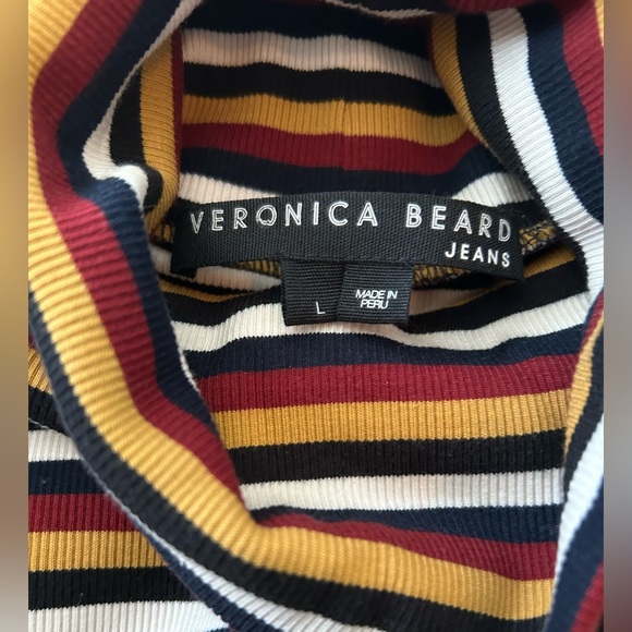 NWOT Veronica Beard Cedar Striped Puff Sleeve Multicolor Turtleneck Sweater - Picture 2 of 15